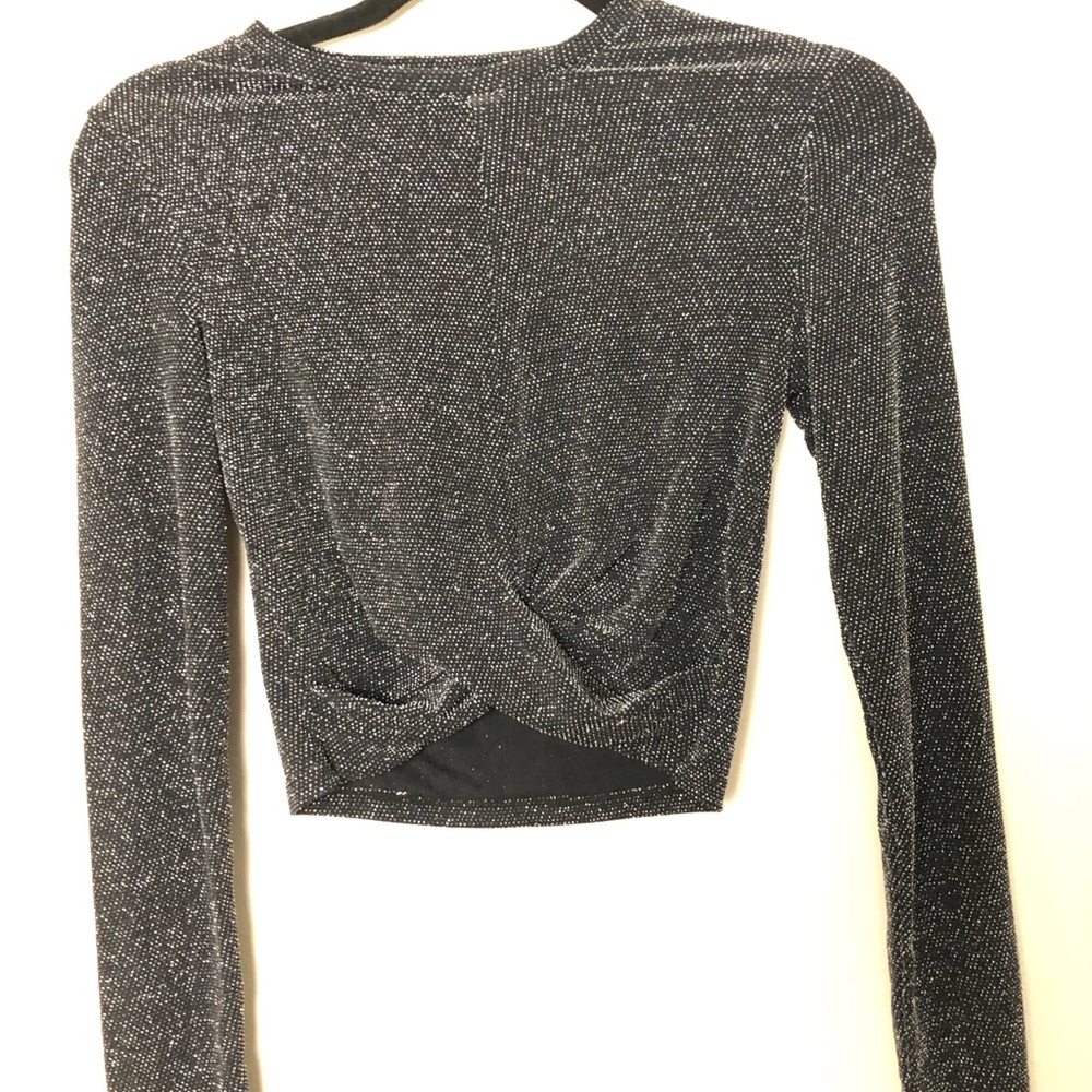 Metallic Long Sleeve Crop Top